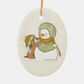 Sneeuwman met Pup Ornament (Voorkant)