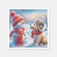Sneeuwman met puppy
