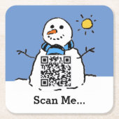 Sneeuwman met QR-code Kartonnen Onderzetters (Voorkant)