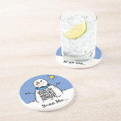 Sneeuwman met QR-code Zandsteen Onderzetter (Zijkant)