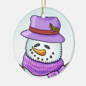 Sneeuwman met rijp keramisch ornament (Links)