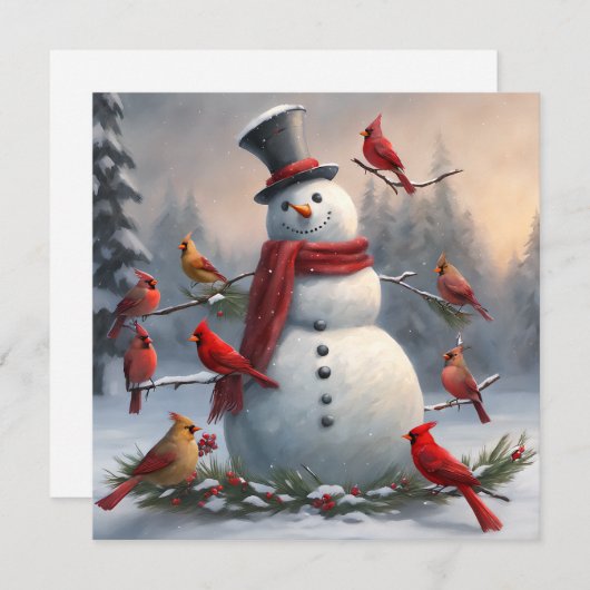 Sneeuwman met Rode Kardinalen Snowy (Voorkant / Achterkant)