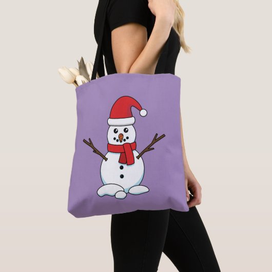 Sneeuwman met rode muts en sjaal tote bag (Dichtbij)