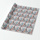 Sneeuwman Met Rode Schep Cadeaupapier (Uitgerold)