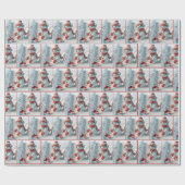 Sneeuwman met rode schop cadeaupapier (Vlak)