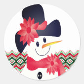 Sneeuwman met rood ronde sticker (Voorkant)