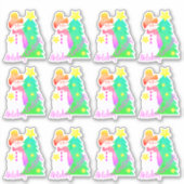 Sneeuwman met roze en groen sticker (Voorkant)