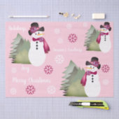 Sneeuwman met roze en groen tissuepapier (Craft)