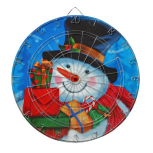 Sneeuwman met schenkingen dartbord