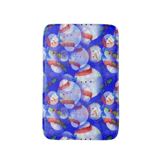 Sneeuwman met sjaal en Pet en boog Stropdas Badmat (Voorkant Verticaal)