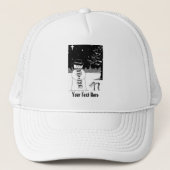 sneeuwman met sjaal en pet zwart - wit kunst (Voorkant)