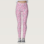 Sneeuwman met sjaals | Pastel Roze Kerstmis Leggings (Voorkant)