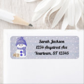 Sneeuwman met slapende konijnen etiket (Insitu)