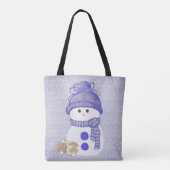 Sneeuwman met slapende konijnen tote bag (Achterkant)