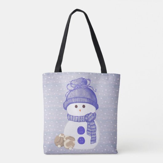 Sneeuwman met slapende konijnen tote bag (Achterkant)