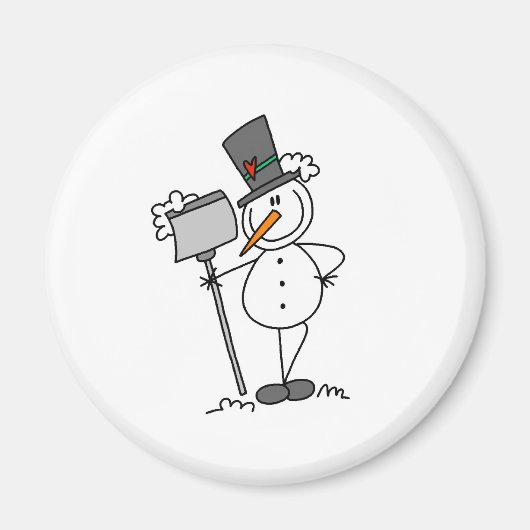 Sneeuwman met sneeuwschep magneet (Voorkant)