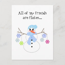 Sneeuwman met Sneeuwvlok Vrienden Briefkaart