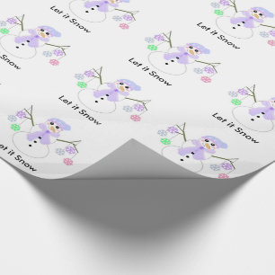 Sneeuwman met sneeuwvlokken cadeaupapier