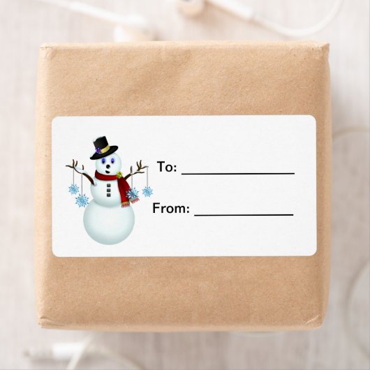 Sneeuwman met Sneeuwvlokken Gift Label (Insitu)