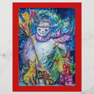 SNEEUWMAN MET SPEELGOED, wit blauw geel Flyer