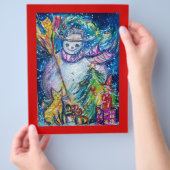 SNEEUWMAN MET SPEELGOED, wit blauw geel Flyer (Hand)