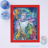 SNEEUWMAN MET SPEELGOED, wit blauw geel Flyer (Enkel)