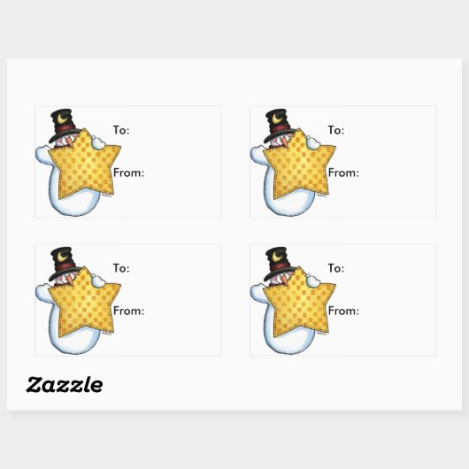 Sneeuwman met Star - CadeauLabels Rechthoekige Sticker (Vel)