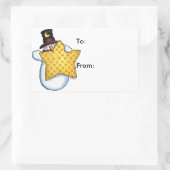 Sneeuwman met Star - CadeauLabels Rechthoekige Sticker (Tas)