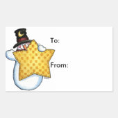 Sneeuwman met Star - CadeauLabels Rechthoekige Sticker (Voorkant)