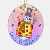 Sneeuwman met ster keramisch ornament (Links)