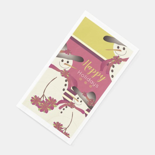 Sneeuwman met strepen servet (Hoek)