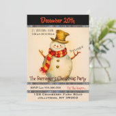 Sneeuwman met Top Hoed Kerstfeest Uitnodiging (Staand voorkant)