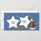 Sneeuwman met trompet feestdagenkaart (Voorkant / Achterkant)