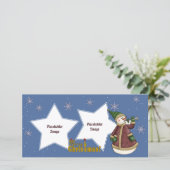 Sneeuwman met trompet feestdagenkaart (Staand voorkant)