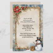 Sneeuwman met uitnodiging voor kerstcadeaus (Voorkant / Achterkant)
