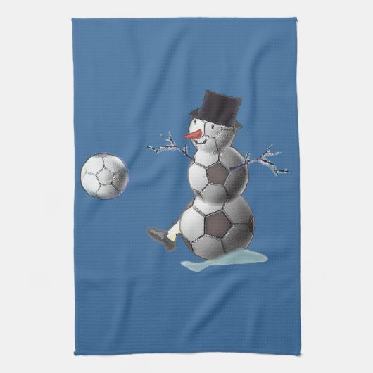 Sneeuwman met Voetbal Theedoek (Verticaal)