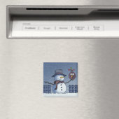 Sneeuwman met vogel magneet (Insitu (Vaatwasser))