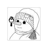 Sneeuwman met vogel neergestreken op zijn neus Rub Rubberstempel (Afrduk)