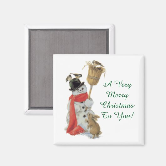  sneeuwman met vrienden magneet (Voorkant / Achterkant)