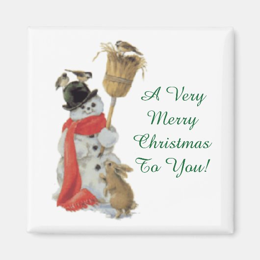 sneeuwman met vrienden magneet (Voorkant)