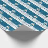 Sneeuwman met vrolijk kerstbord cadeaupapier (Hoek)