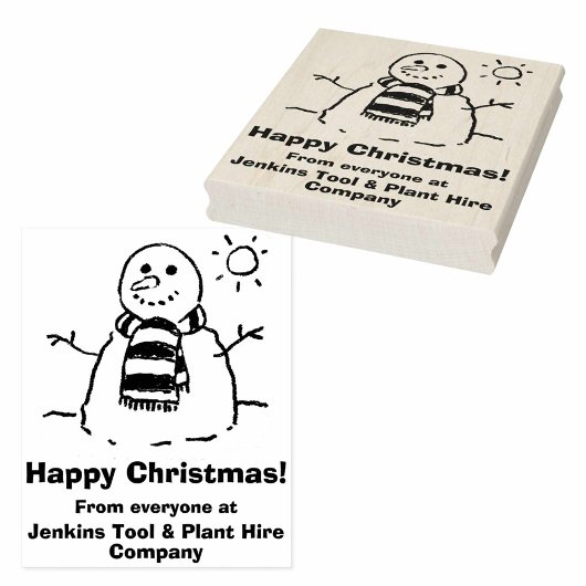 Sneeuwman met vrolijke kerstboodschap! rubberstempel