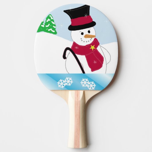 Sneeuwman met wandelstok tafeltennisbatje (Voorkant)