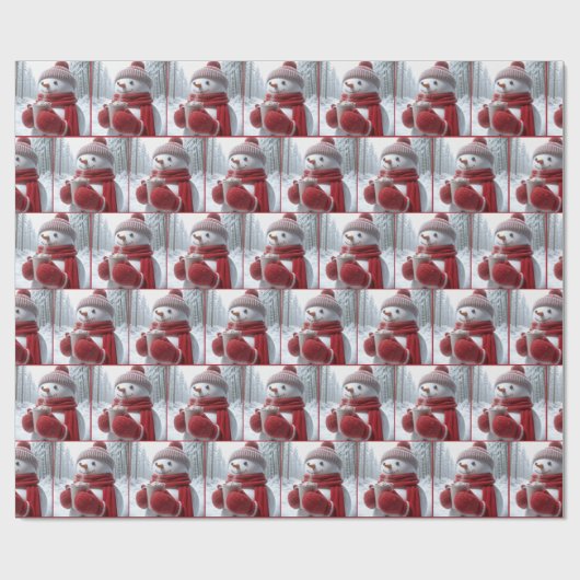 Sneeuwman met warme chocolademelk cadeaupapier (Vlak)