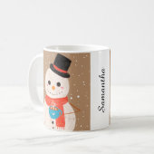Sneeuwman met warme chocolademelk koffiemok (Voorkant links)