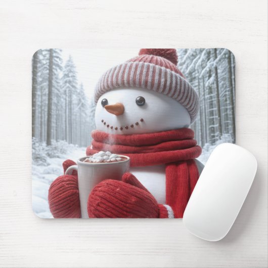 Sneeuwman met warme chocolademelk muismat (Met muis)