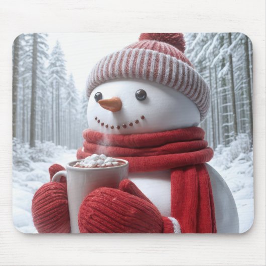 Sneeuwman met warme chocolademelk muismat (Voorkant)