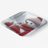 Sneeuwman met warme chocolademelk papieren bordje (Gebogen)