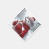 Sneeuwman met warme chocolademelk servet (Hoek)