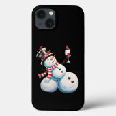 Sneeuwman met wijn Kerst Grappig Kerstcadeau Case-Mate iPhone Case (Achterkant)
